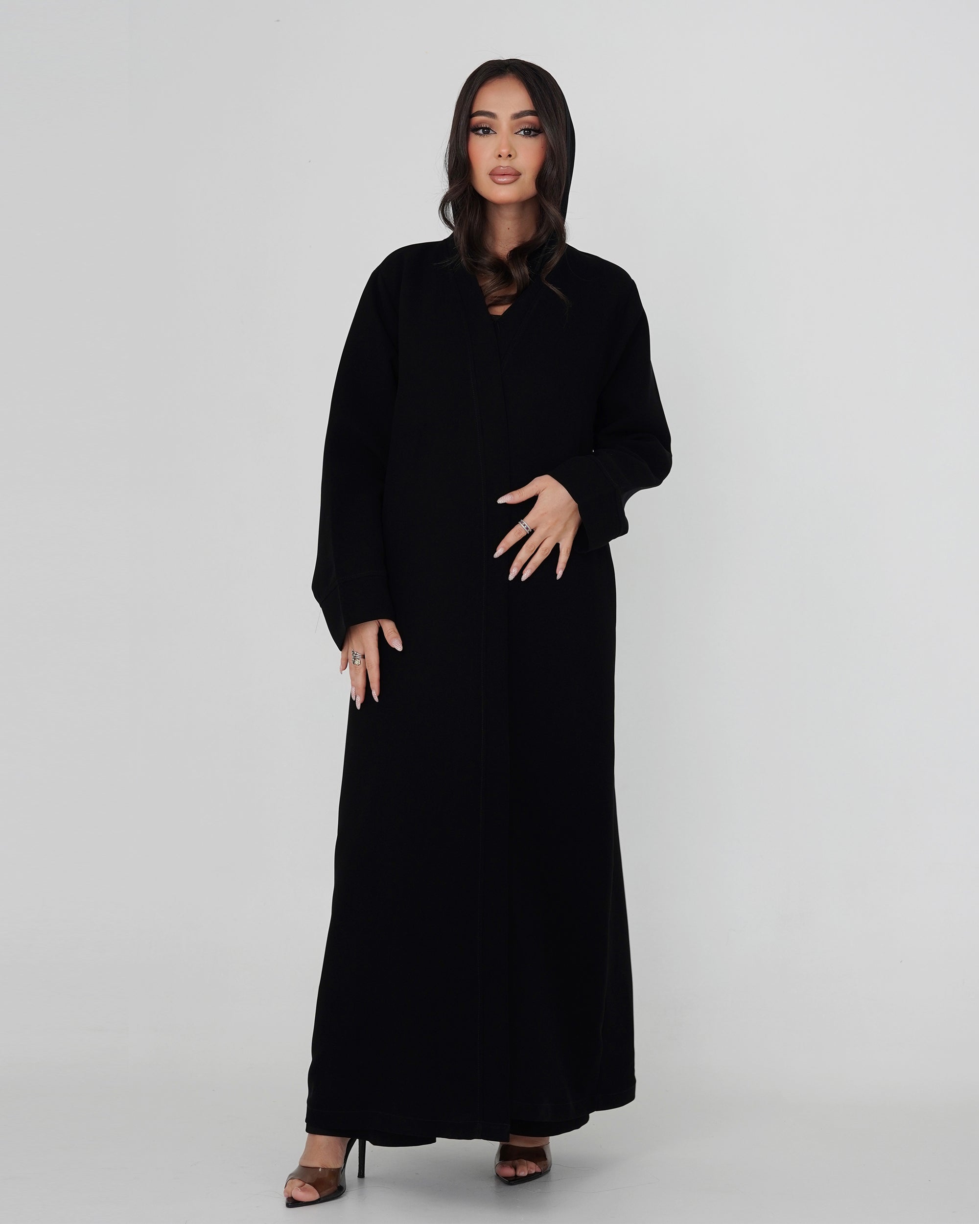 The Najwa — Embroidered Open-Front Abaya