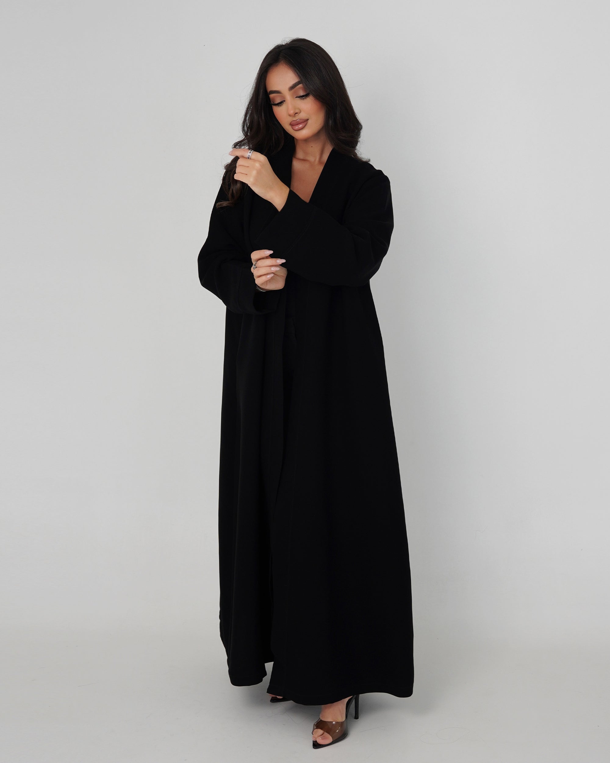 The Najwa — Embroidered Open-Front Abaya