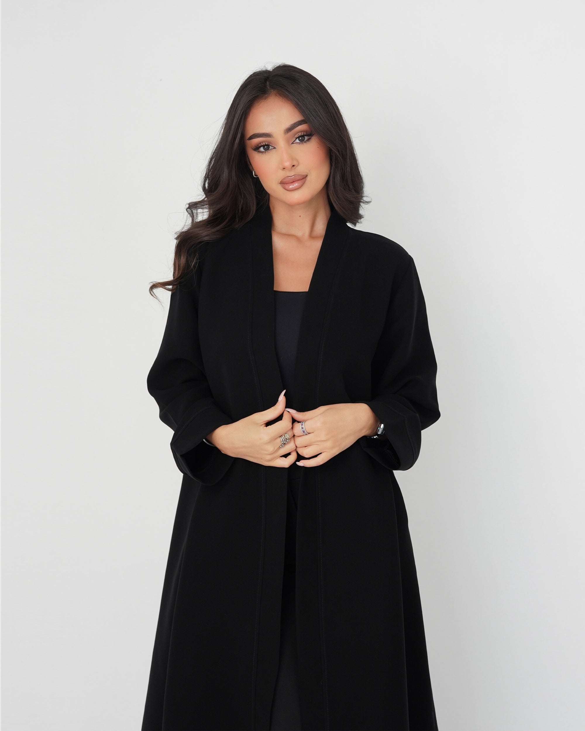 The Najwa — Embroidered Open-Front Abaya